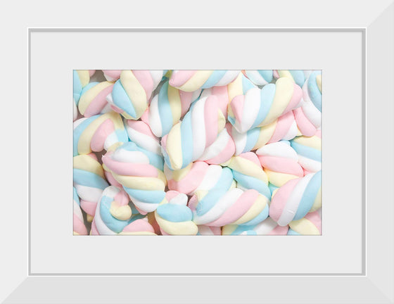 "Pile of Spiraled, Colorful Marshmallows"