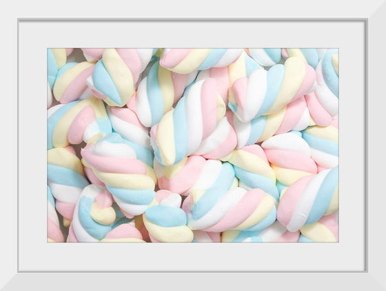 "Pile of Spiraled, Colorful Marshmallows"