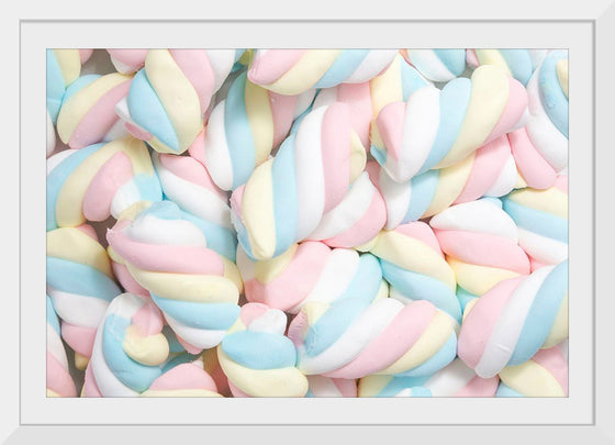 "Pile of Spiraled, Colorful Marshmallows"