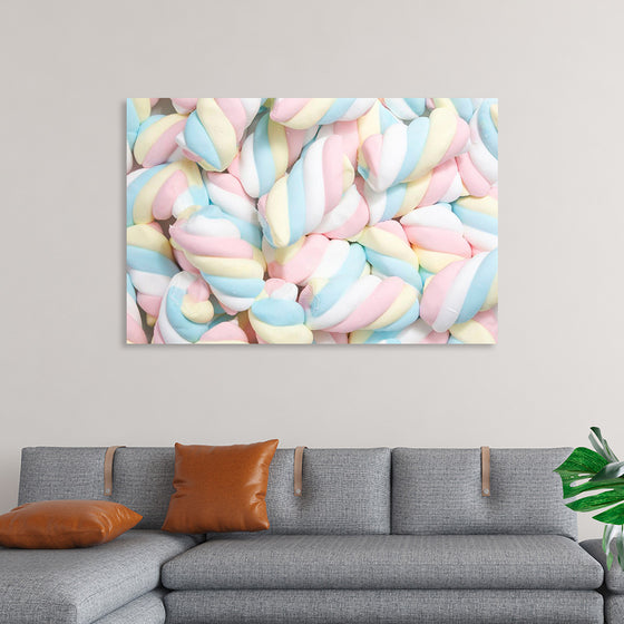 "Pile of Spiraled, Colorful Marshmallows"