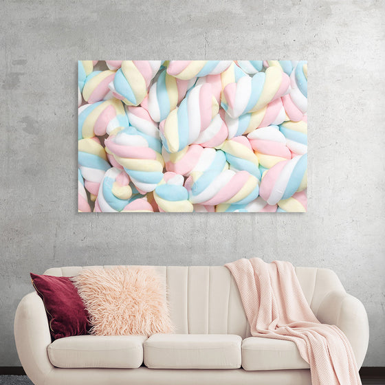 "Pile of Spiraled, Colorful Marshmallows"