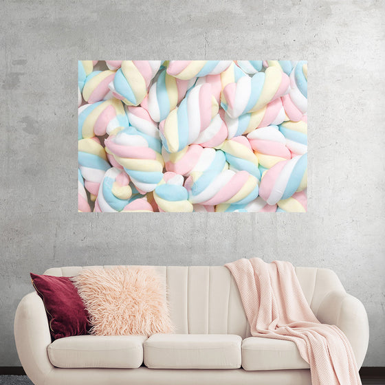 "Pile of Spiraled, Colorful Marshmallows"