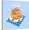 Indulge in the delightful visual feast of our exclusive “Hand Drawn Waffles” art print! Every detail, from the golden-brown waffles adorned with succulent strawberries and blueberries to the whimsical blue and white checkered backdrop, is meticulously crafted to bring warmth and vibrancy to your space.