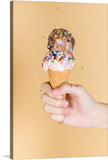  Indulge in the visual feast of “Summer’s Embrace,” a limited edition print capturing the ephemeral joy of a double-scoop ice cream cone, generously sprinkled with colorful candies. Every detail, from the delicate grip on the crispy waffle cone to the playful dance of sprinkles, is rendered with exquisite realism. 