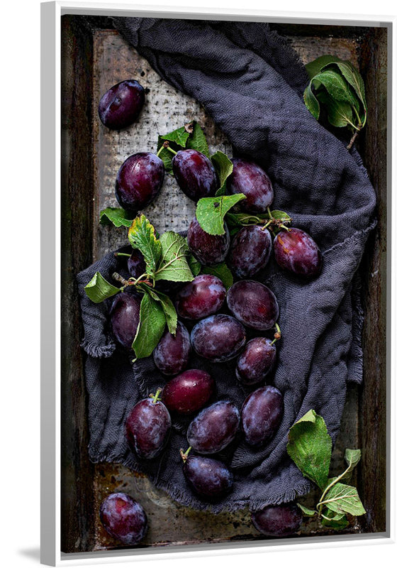 "Closeup of fresh plums on a tray", Monika Grabkowska