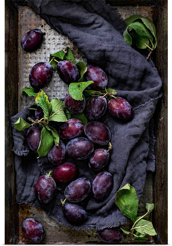 "Closeup of fresh plums on a tray", Monika Grabkowska