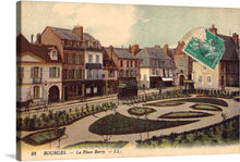  Step back in time with this charming print of “La Place Berry” in Bourges. This picturesque snapshot captures the essence of early 20th-century French life. The meticulous detailing and vibrant colors bring to life the quaint architecture, manicured gardens, and serene atmosphere of a bygone era. Every glance at this artwork invites you into a world where elegance and simplicity coexist, making it not just a piece of art but a journey through time.