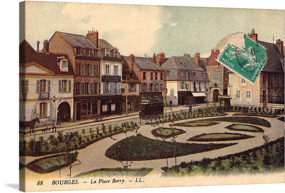 Step back in time with this charming print of “La Place Berry” in Bourges. This picturesque snapshot captures the essence of early 20th-century French life. The meticulous detailing and vibrant colors bring to life the quaint architecture, manicured gardens, and serene atmosphere of a bygone era. Every glance at this artwork invites you into a world where elegance and simplicity coexist, making it not just a piece of art but a journey through time.