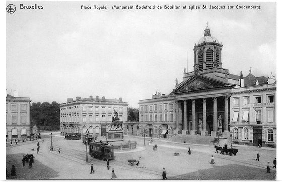 "Place Royal Bruxelles postcard tram"