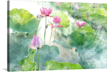  “Lotus Summer” is a mesmerizing artwork that captures the serene beauty of blooming lotus flowers amidst lush green leaves, evoking a sense of tranquil elegance. Each petal and leaf is rendered with exquisite detail, bringing to life the vibrant colors and delicate textures that make this piece a visual feast. 