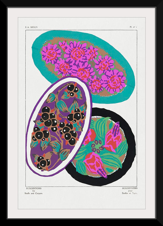 "Vintage Flower Patterns, Elegant Art Nouveau Pochoir Stencil Print for Fabric and Textile Designs", E. A. Séguy