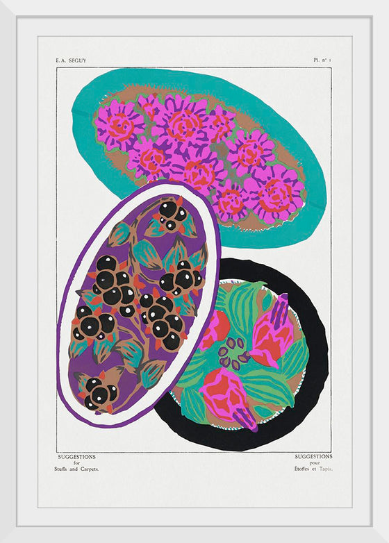 "Vintage Flower Patterns, Elegant Art Nouveau Pochoir Stencil Print for Fabric and Textile Designs", E. A. Séguy