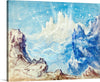 “Fantastic Mountainous Landscape with a Starry Sky” by Robert Caney is a breathtaking print that transports you to the serene beauty of nature. The artwork features a majestic mountain range bathed in shades of blue and white, under a sky sprinkled with stars. 