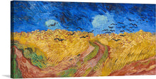  Immerse yourself in the mesmerizing swirls of color and emotion with this exquisite print of a renowned artwork. Each brushstroke, meticulously crafted, weaves a narrative of windswept wheat fields under the enigmatic dance of a turbulent sky. The vibrant hues of gold and green fields contrast dramatically with the deep blues and whites of the celestial expanse, where crows take flight in an eternal dance. 