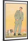 "Young man in gray suit smoking a pipe and looking at a dog(1906)",  John E. Sheridan