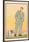 "Young man in gray suit smoking a pipe and looking at a dog(1906)",  John E. Sheridan