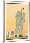 "Young man in gray suit smoking a pipe and looking at a dog(1906)",  John E. Sheridan