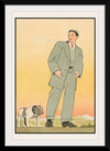 "Young man in gray suit smoking a pipe and looking at a dog(1906)",  John E. Sheridan