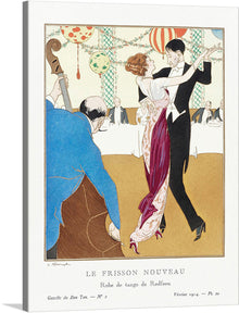  “Le Frisson Nouveau: Robe de tango de Redfern (1914)” by Ludwik Strimpl is a stunning fashion illustration that captures the essence of early 20th-century artistry. The artwork features an enchanting scene of a couple engaged in the passionate dance of tango, adorned in the height of 1914 fashion.