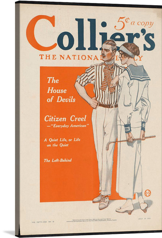 “Collier’s, the national. The house of devils” by Edward Penfield is a stunning piece of vintage advertising art. The bold colors and striking design make it a perfect addition to any collection.