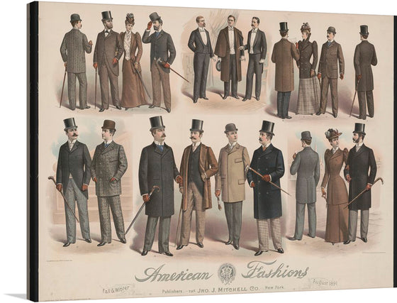 Step back in time with this exquisite print showcasing the elegance and sophistication of “American Fashions” from August 1897. Each figure, meticulously illustrated, captures the essence of style and grace that defined the era. 