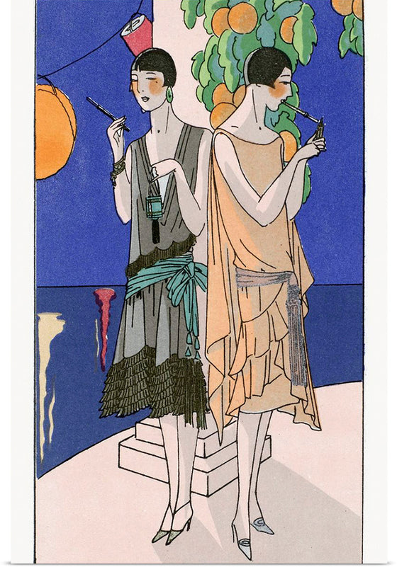 "Two young women smoking cigarettes through a cigarette holder (1926)",  Premet and George Doeuillet