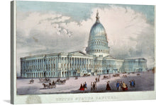  Step onto the sun-dappled cobblestones of yesteryears with our exclusive print—the “United States Capitol, Washington, D.C.” This masterpiece breathes life into the iconic seat of American democracy. The Capitol’s majestic dome, resplendent in neoclassical glory, pierces the sky—a beacon of aspiration and resilience.