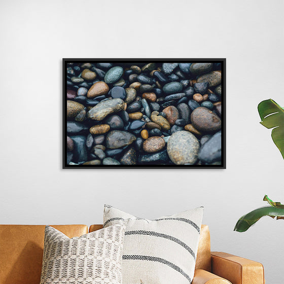 "Wet Beach Pebbles of Various Colors and Sizes at Oceanside"