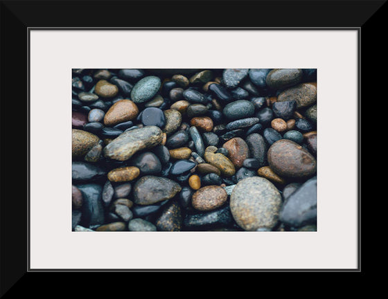 "Wet Beach Pebbles of Various Colors and Sizes at Oceanside"