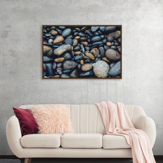 "Wet Beach Pebbles of Various Colors and Sizes at Oceanside"