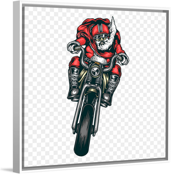 "Santa riding bike"