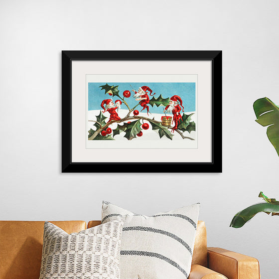 "Santa elves painting berries on holly leaves",  L. Prang & Co.