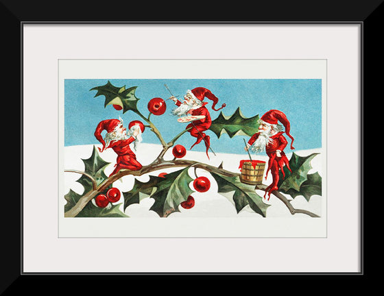 "Santa elves painting berries on holly leaves",  L. Prang & Co.