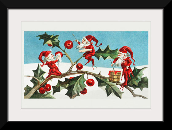 "Santa elves painting berries on holly leaves",  L. Prang & Co.