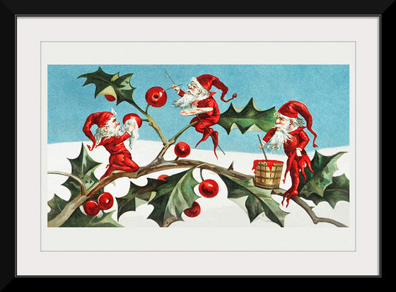 "Santa elves painting berries on holly leaves",  L. Prang & Co.