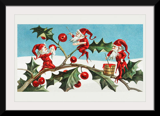 "Santa elves painting berries on holly leaves",  L. Prang & Co.