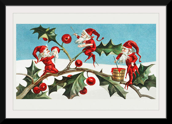 "Santa elves painting berries on holly leaves",  L. Prang & Co.