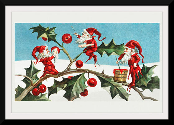 "Santa elves painting berries on holly leaves",  L. Prang & Co.