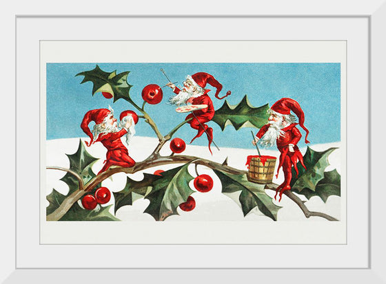 "Santa elves painting berries on holly leaves",  L. Prang & Co.