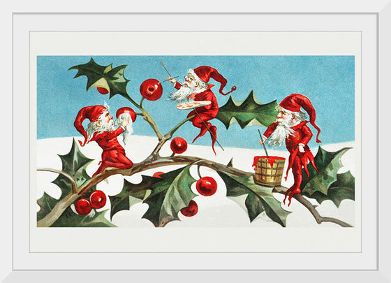 "Santa elves painting berries on holly leaves",  L. Prang & Co.