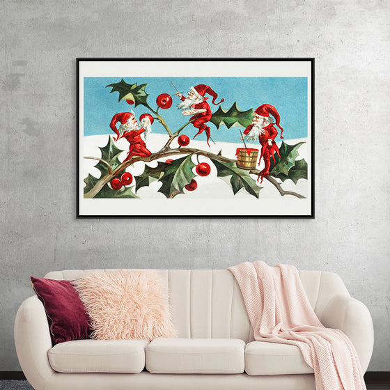 "Santa elves painting berries on holly leaves",  L. Prang & Co.