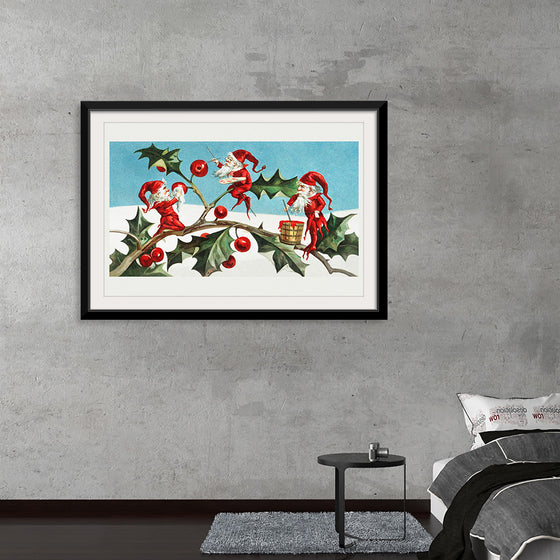 "Santa elves painting berries on holly leaves",  L. Prang & Co.