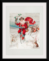 "Santa Claus on a penny farthing with reindeer trailing and a rabbit",  L. Prang & Co.