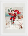 "Santa Claus on a penny farthing with reindeer trailing and a rabbit",  L. Prang & Co.