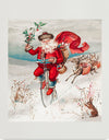 "Santa Claus on a penny farthing with reindeer trailing and a rabbit",  L. Prang & Co.