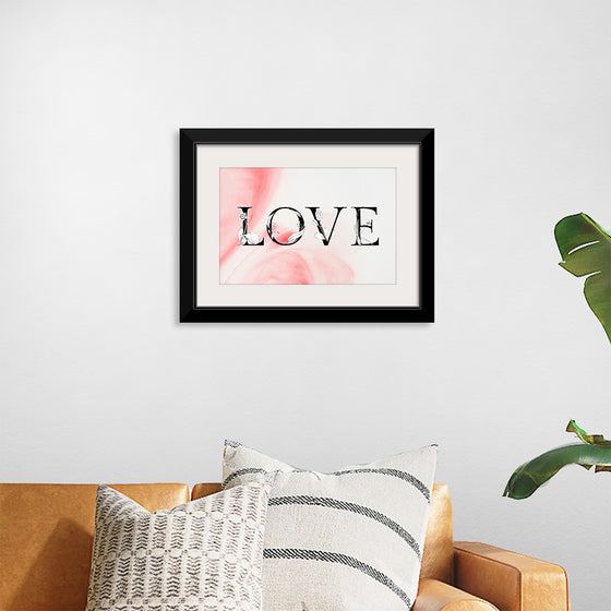 "Love word floral font watercolor"