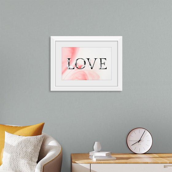 "Love word floral font watercolor"