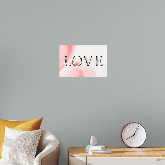 "Love word floral font watercolor"