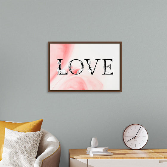 "Love word floral font watercolor"