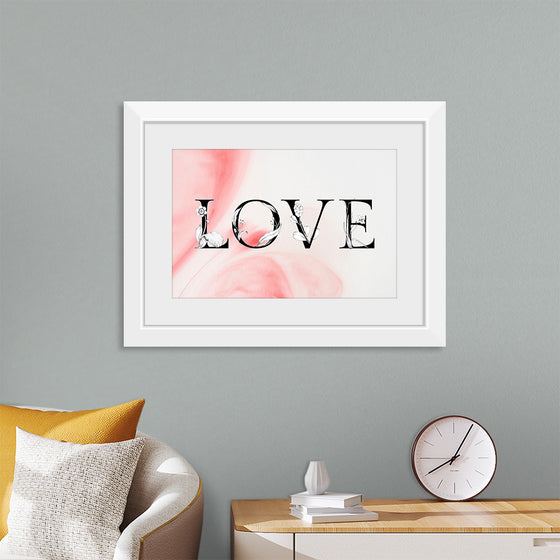 "Love word floral font watercolor"